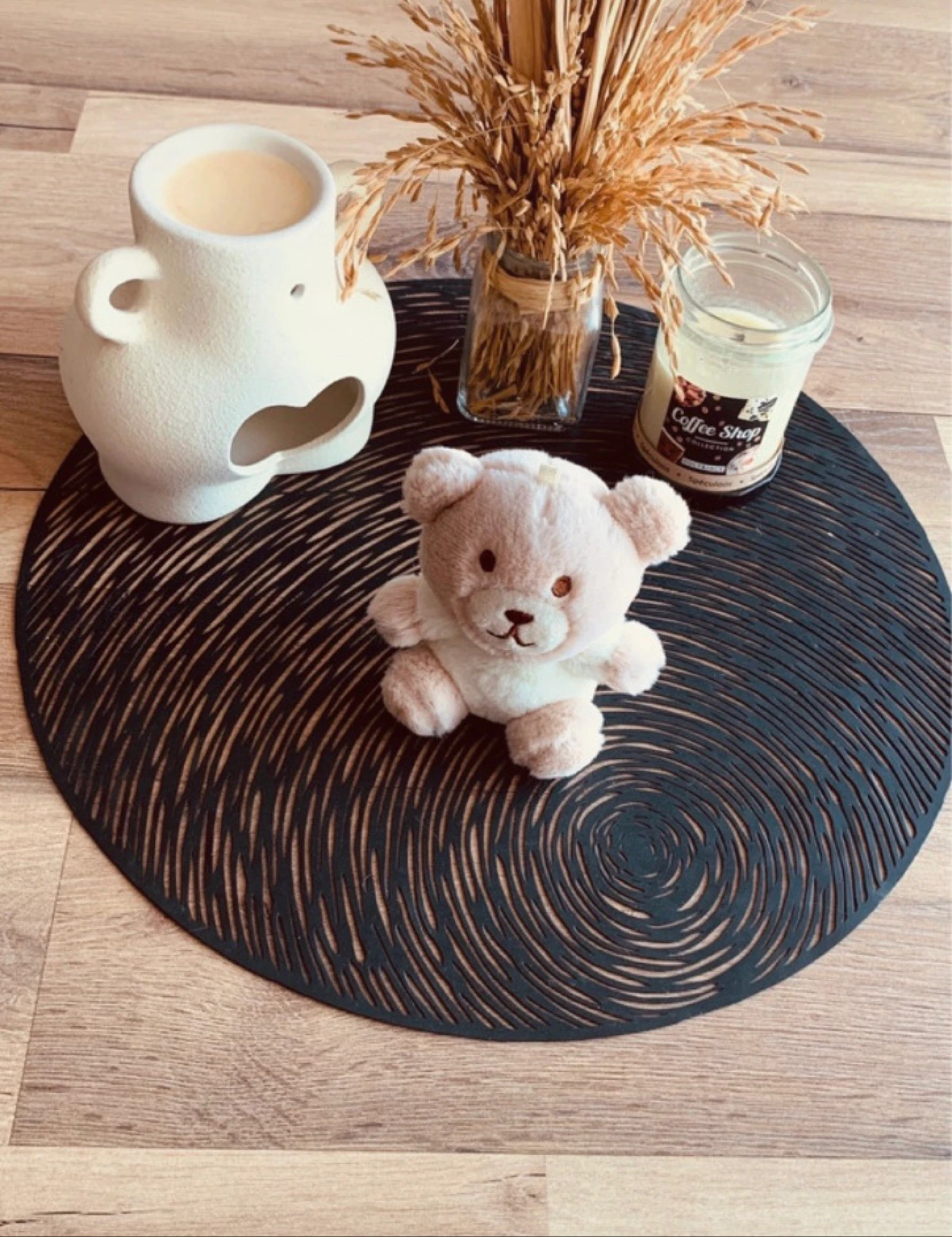 Doudou/peluche ourson beige/crème pour chat 